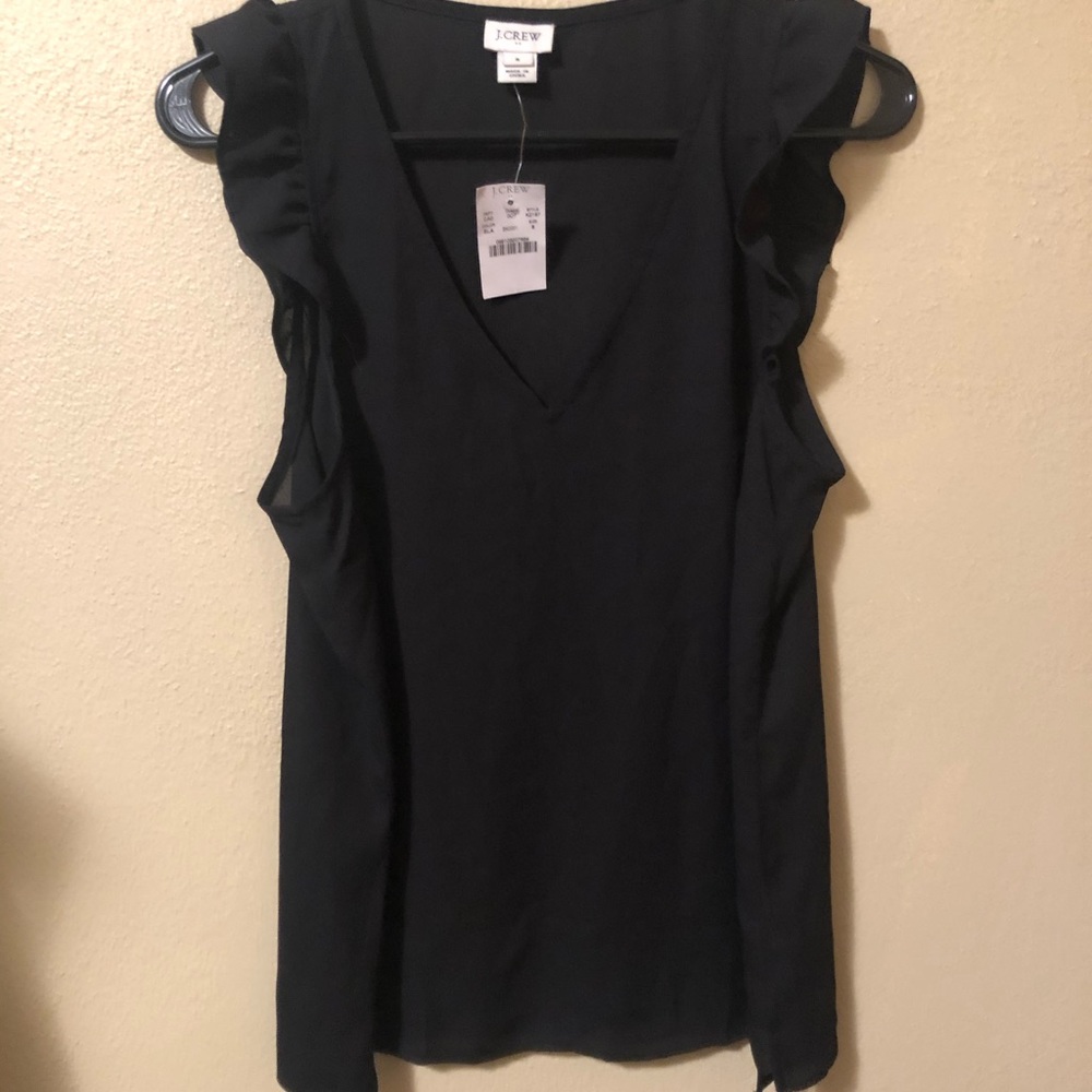 J Crew sleeveless sheer black top